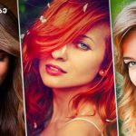 Three-panel collage of women with different hair colors (brown, red, blonde) showcasing beauty looks for a beauty feature.