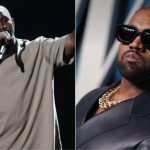 Split image of two male rap artists: left performing on stage with a microphone, right posing in sunglasses with a gold chain and leather jacket.