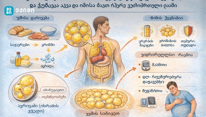 ცხიმები და ორგანიზმი: როგორ გროვდება ცხიმოვანი ქსოვილი, რა ფუნქცია აქვს და როდის ხდება ჯანმრთელობის რისკი