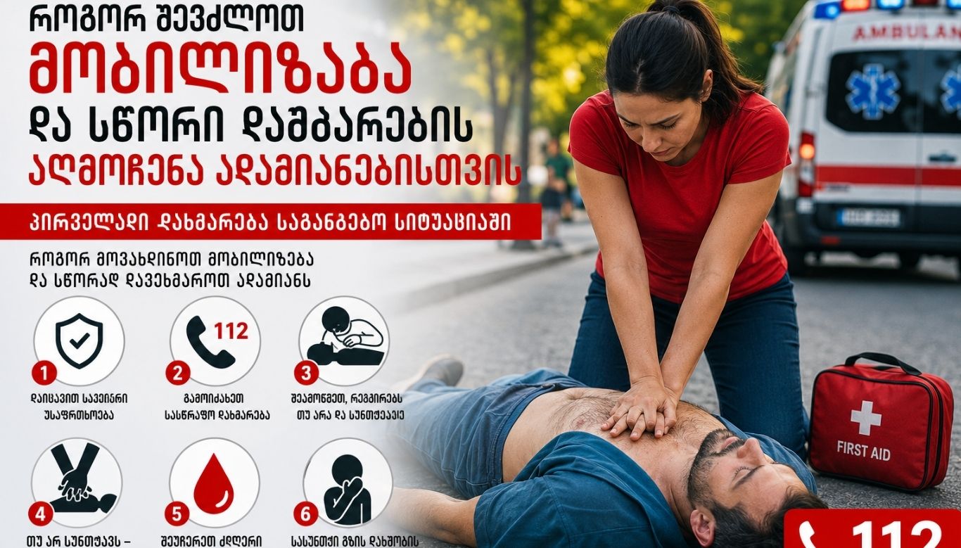 როგორ შევძლოთ მობილიზება და სწორი დახმარების აღმოჩენა ადამიანებისთვის – პირველადი დახმარება საგანგებო სიტუაციაში — როგორ მოვახდინოთ მობილიზება და სწორად დავეხმაროთ ადამიანს