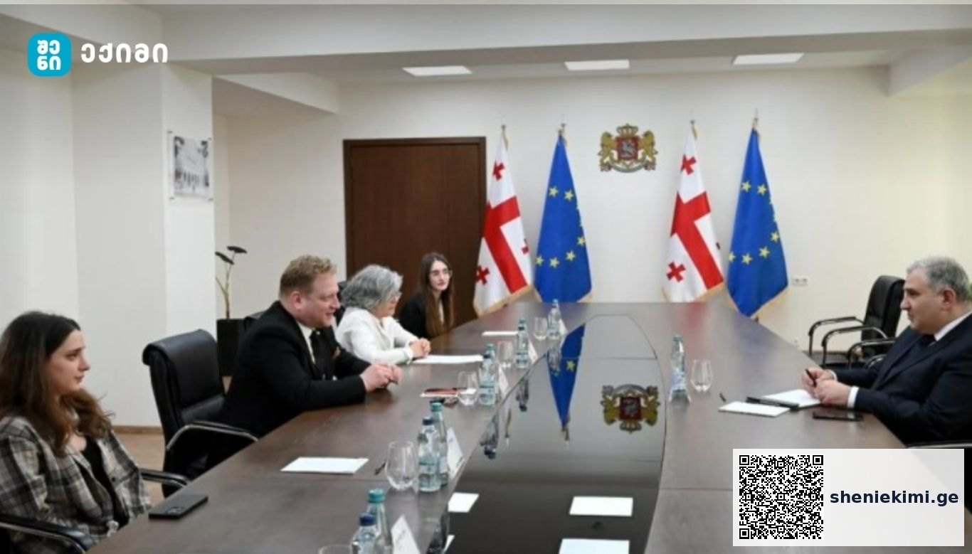 მიხეილ სარჯველაძე ქუთაისის საერთაშორისო უნივერსიტეტის რექტორის მოვალეობის შემსრულებელ ვახტანგ ცაგარელს და ამავე უნივერსიტეტის სტუდენტებს შეხვდა | sheniekimi.ge | შენი ექიმი