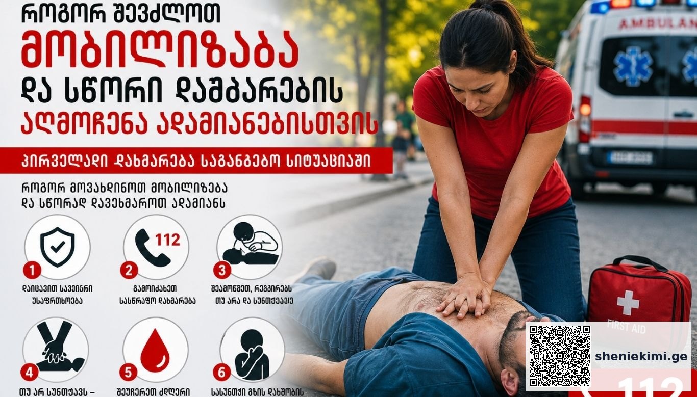როგორ შევძლოთ მობილიზება და სწორი დახმარების აღმოჩენა ადამიანებისთვის – პირველადი დახმარება საგანგებო სიტუაციაში — როგორ მოვახდინოთ მობილიზება და სწორად დავეხმაროთ ადამიანს | sheniekimi.ge | შენი ექიმი